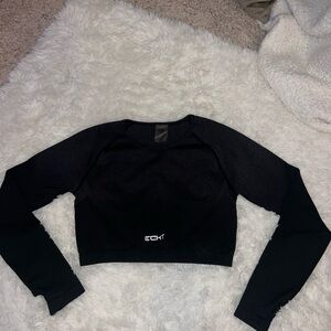 ECHT Black Long Sleeve Crop Top